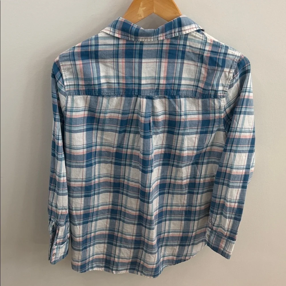 H&M Women’s Blue & Pink Plaid Button-Down Shirt – Size 8 - Picture 3 of 8